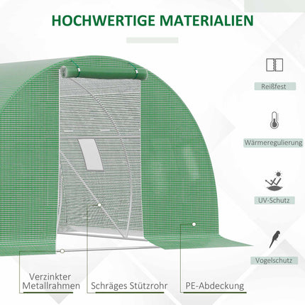 Walk-In Greenhouse with Windows, 3x3m, Dark Green
