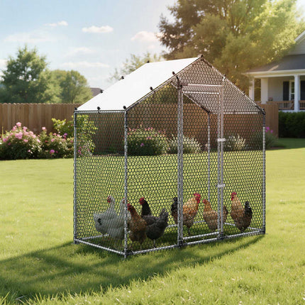 Walk-In Metal Chicken Coop 2 x 1 x 2 m, PE Cover