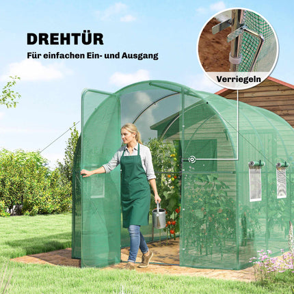 Walk-In Polytunnel Greenhouse, 2x3m, PE Cover, Steel Frame
