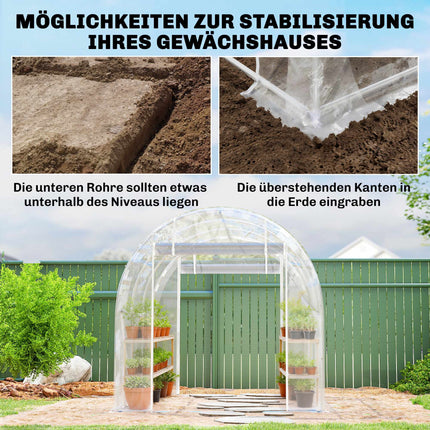 Walk-In Polytunnel Greenhouse, Steel Frame, UV PE Cover
