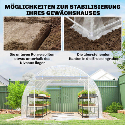 Walk-In Polytunnel Greenhouse, Steel Frame, UV PE Cover