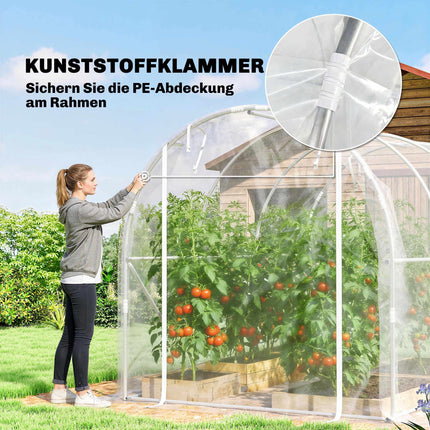Walk-In Polytunnel Greenhouse, Steel Frame, UV PE Cover