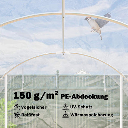 Walk-In Polytunnel Greenhouse, Steel Frame, UV PE Cover