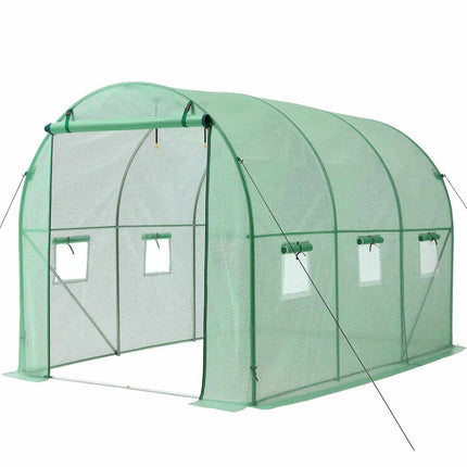 Walk-In Tunnel Greenhouse 10x7x7 ft With Watering, 6 Windows