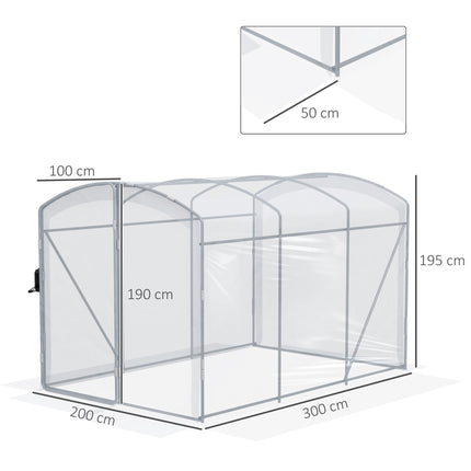 Walk-In Tunnel Greenhouse, Transparent Cover, 3x2x2m