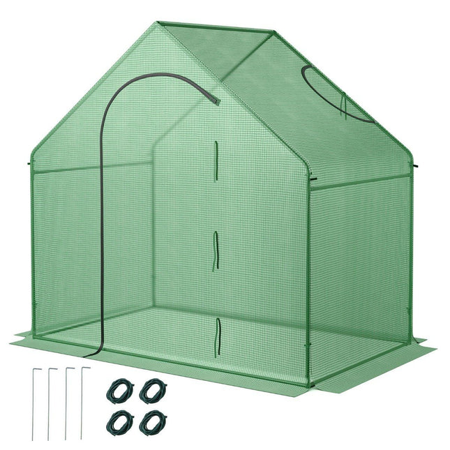 Walk-in greenhouse with PE cover & roll-up zip door & window film greenhouse