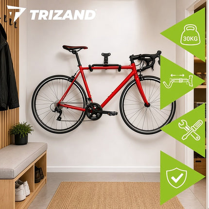 Wall Bike Hanger 30 kg for 24-29 Inch Bikes, Foldable, Adjustable, Black