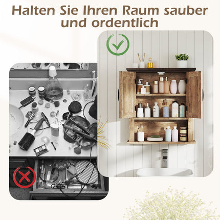 Wall Cabinet with Adjustable Shelves & Open Storage