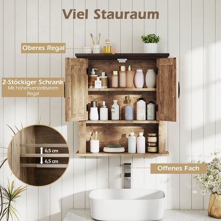 Wall Cabinet with Adjustable Shelves & Open Storage
