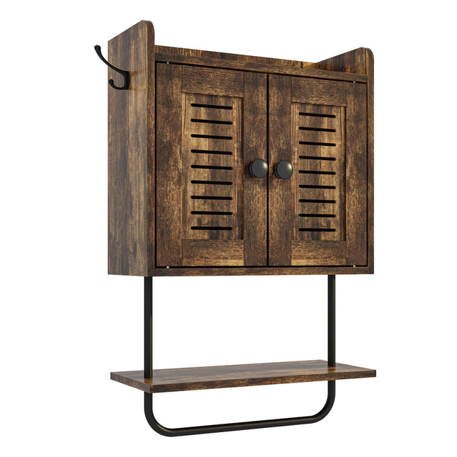 Wandkast met handdoekrek en haken