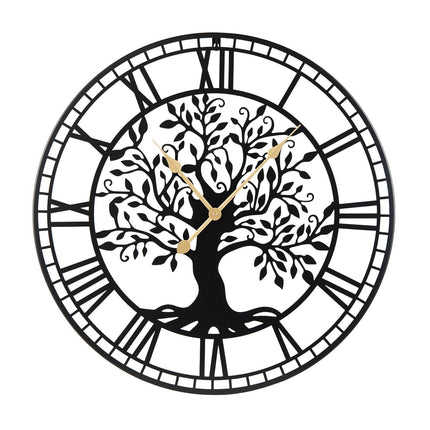 Wall Clock 27-Inch Tree of Life, Metal, Silent Quartz