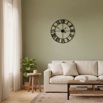 Wall Clock, Roman Numerals, 60 cm Diameter