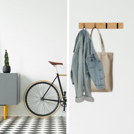 Wall Coat Rack with Folding Bamboo Hooks