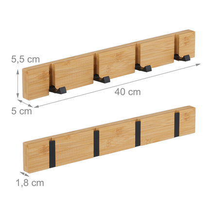Wall Coat Rack with Folding Bamboo Hooks