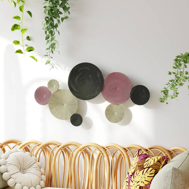 Wall Decor Set, 8 Metal Discs, Multicolor