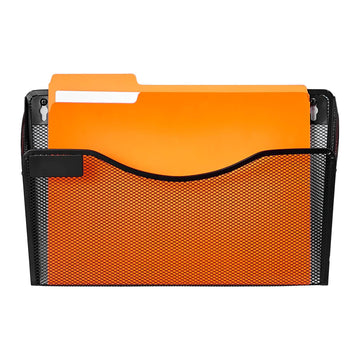Wall File Organizer, 6-Pocket Mesh Metal, Label Tabs