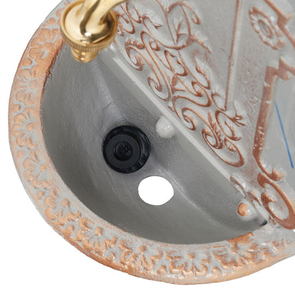 Wall Fountain with Tap, Gold and Grey Cast Iron