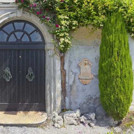 Wall Fountain with Tap, Gold and Grey Cast Iron