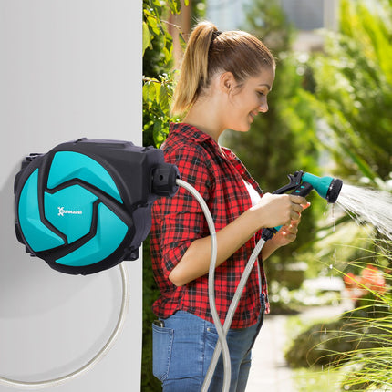 Wall-mounted 10 m hose reel with 180° rotatable, frost-resistant