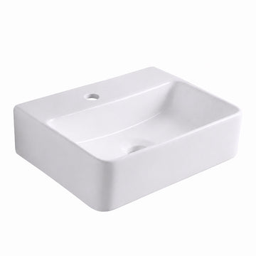 Wall-Hung Ceramic Basin with Tap Hole, 37 x 27 cm