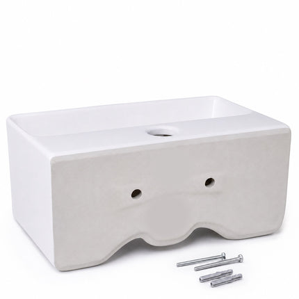 Wall-Hung Ceramic Basin with Tap Hole, 37 x 27 cm