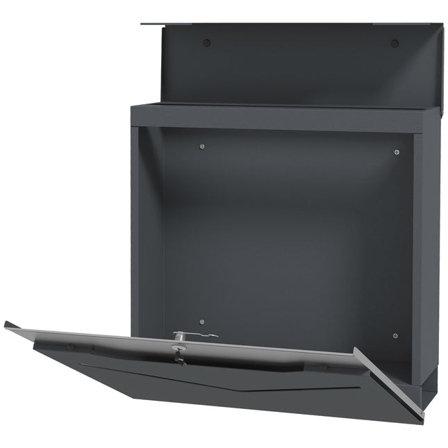 Anthracite wall letterbox, display window, magazine slot