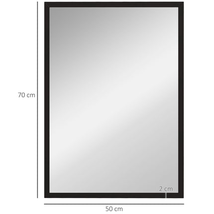 Wall Mirror, 50x70 cm, Black MDF Frame, Easy Mounting