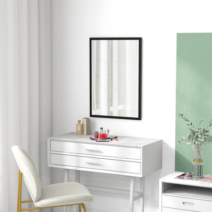 Wall Mirror, 50x70 cm, Black MDF Frame, Easy Mounting