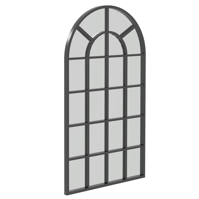 Black metal frame wall mirror, 110 x 62 cm, versatile hanging mirror