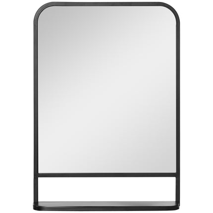 Wall mirror with shelf - 70x50cm, rectangular, black