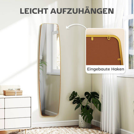Wall Mirror with Gold Metal Frame, 160 x 40 cm