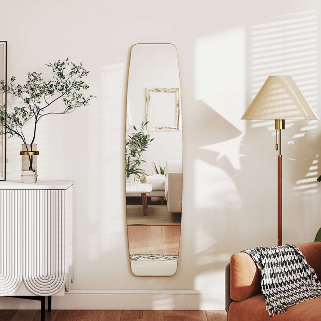 Wall Mirror with Gold Metal Frame, 160 x 40 cm