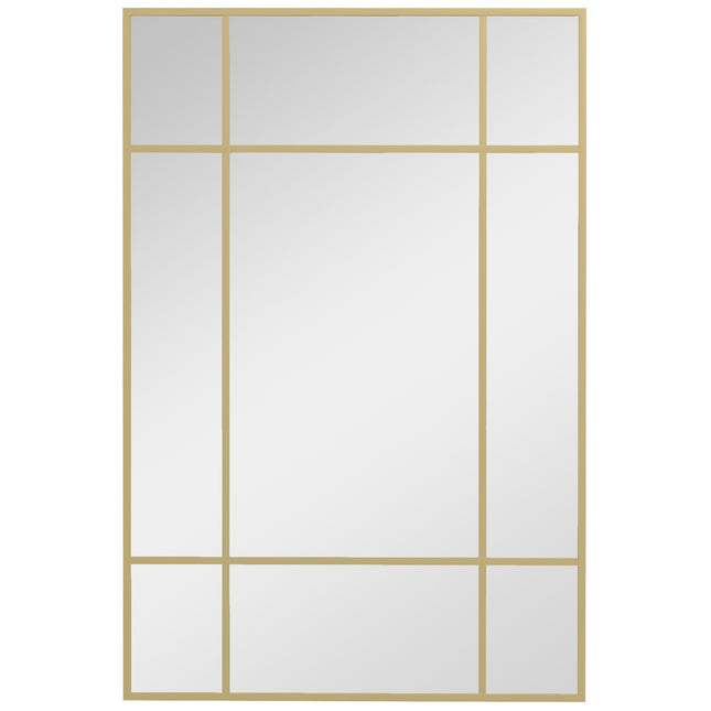 Wall Mirror with Gold Metal Frame, 90x60 cm