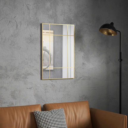 Wall Mirror with Gold Metal Frame, 90x60 cm