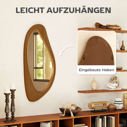 Wall Mirror with Pine Veneer Frame, 91.5 x 45 cm