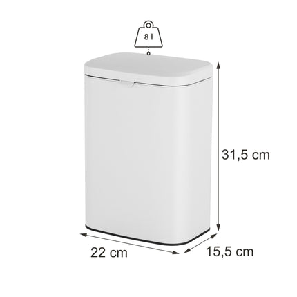 Wall-Mount Bin, White, 8L – Kitchen & Bathroom Use