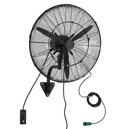 Wall Mount Fan 24-Inch, Oscillating Misting, IP44, 3-Speed