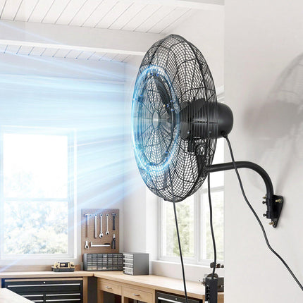 Wall Mount Fan 24-Inch, Oscillating Misting, IP44, 3-Speed
