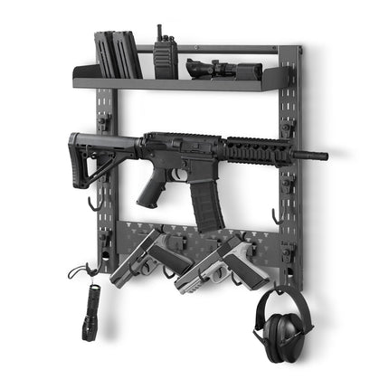 Wall-Mount Gun Rack with Tray, Holds 3 Rifles Shotguns