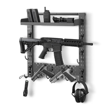 Wall-Mount Gun Rack with Tray, Holds 3 Rifles Shotguns