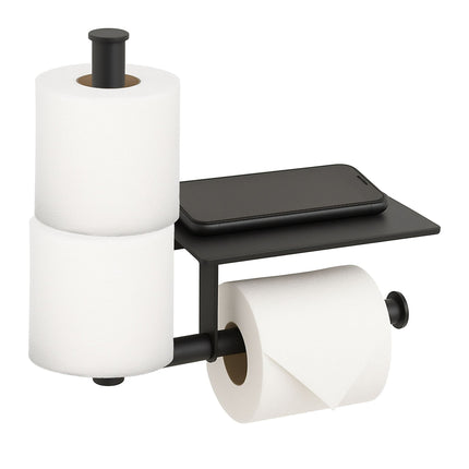 Wall-Mount Metal Toilet Roll Holder with Shelf
