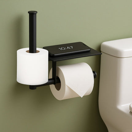 Wall-Mount Metal Toilet Roll Holder with Shelf