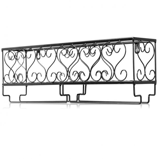 Wall-Mount Metal Wine Rack, Holds 6 Bottles and 6 Glasses