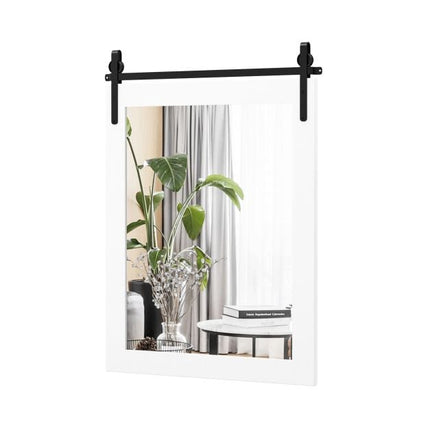 Wall Mount Mirror 30 x 22 Inch, White Wood Frame