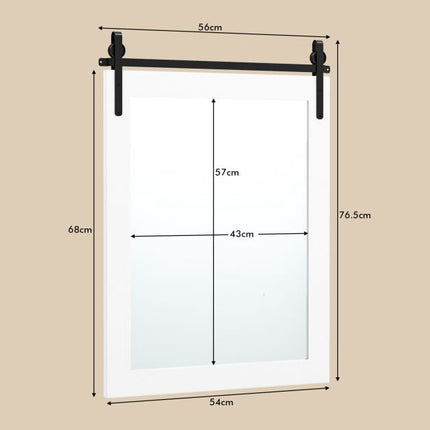 Wall Mount Mirror 30 x 22 Inch, White Wood Frame