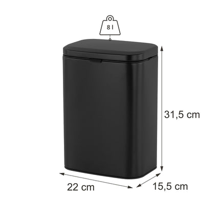 Wall-Mount Waste Bin, Black, 8L, Removable Inner Bin