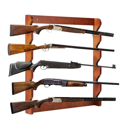 Wall-Mount Wood Gun Rack, Holds 5, Padded, 132 lb