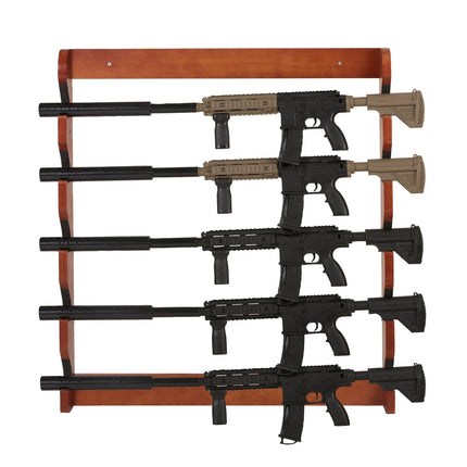 Wall-Mount Wood Gun Rack, Holds 5, Padded, 132 lb
