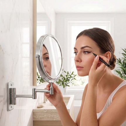 Wall-Mounted 10x Magnifying Mirror – Double-Sided, Swivel Arm