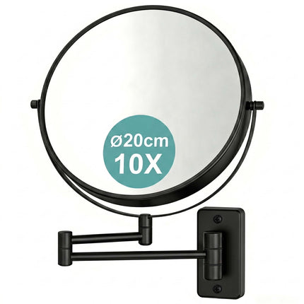 Wall-Mounted 10x Magnifying Mirror, Double-Sided Swivel